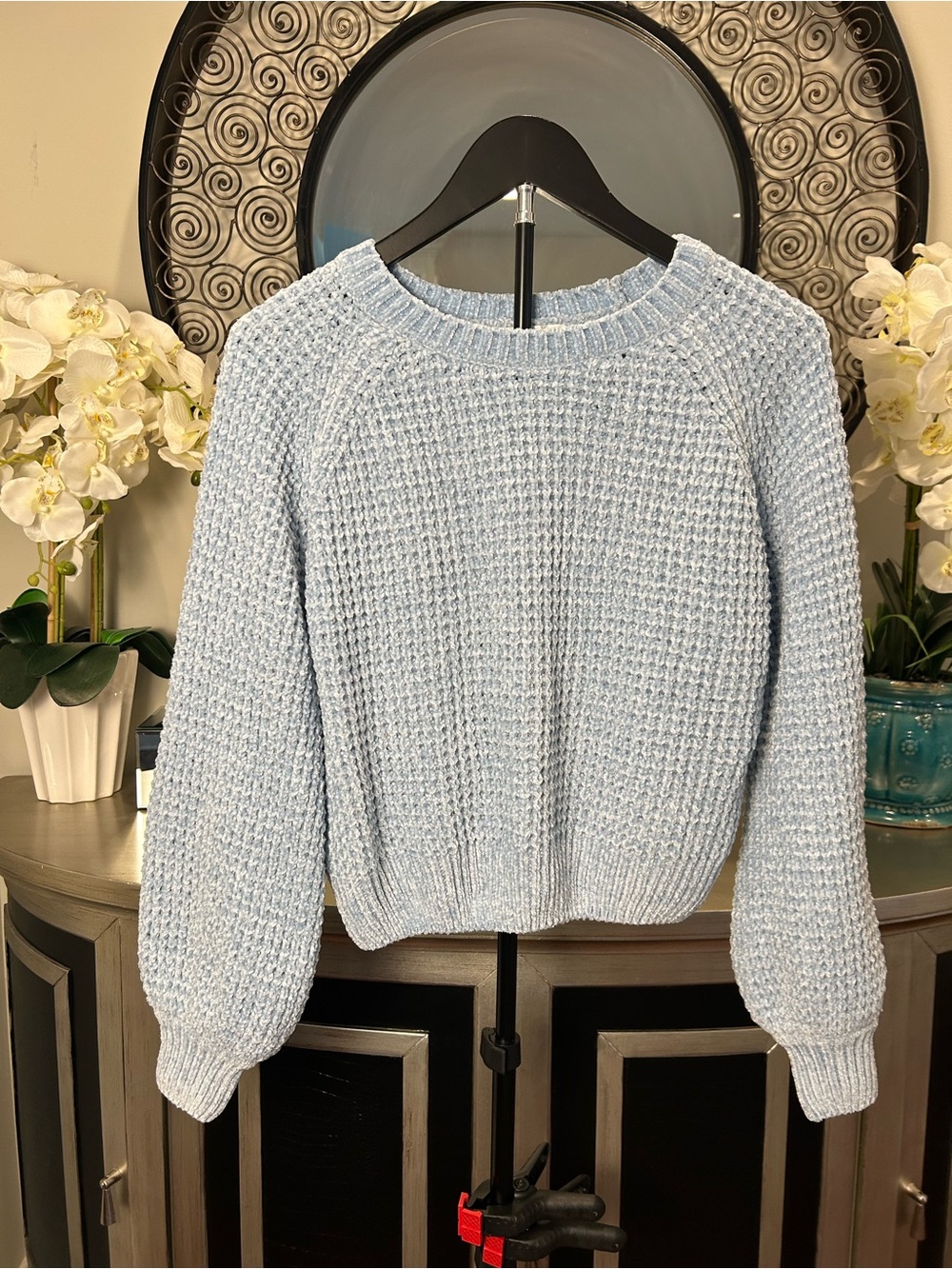 Altar'd State Pale Blue Chunky Crewneck Sweater